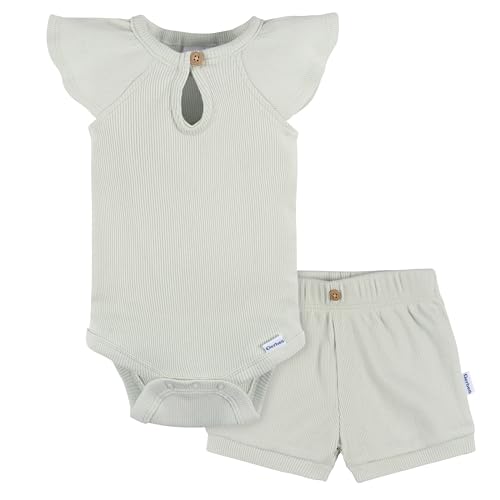 Image of Gerber Baby Girls Bodysuit and Shorts Set