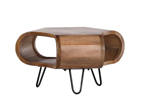Gutmann Factory Siesta Couchtisch, Wohnzimertisch, Sofatisch, Beistelltisch aus Mango massiv, Mangoholz, Natur, B60 T70 H40 cm