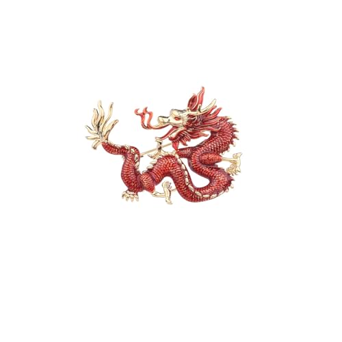 Image of Gold Dragon Brooch Pins for Women & Men - Chinese Dragon Shawl Clips & Suit Tie Pins