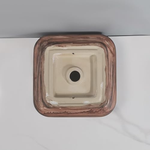 Lavabo de salle de bain à poser carré vasque céramique dorée design - 7