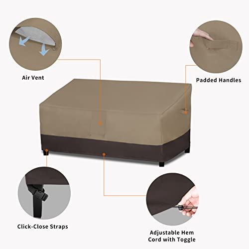 Easy-Going Waterproof Outdoor Couch Cover, Heavy Duty 3-Seater Patio Sofa Cover, Winchdproof Outdoor Furniture Cover With Air Vent （88Wx32.5Dx33H Inch,Camel/Dark Brown #TOP3