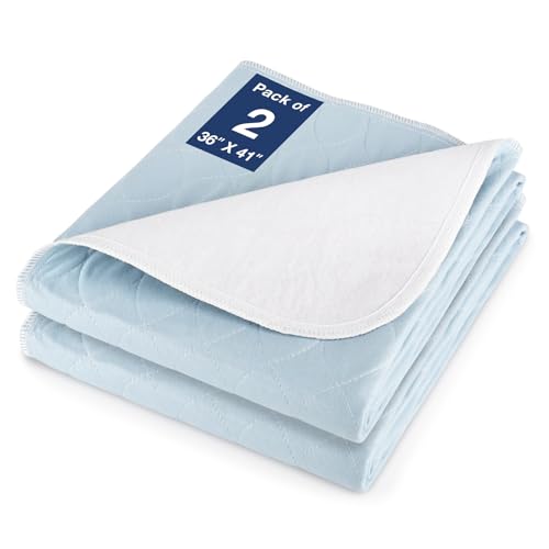 Image of 2 Packs Reusable Incontinence Bed Pad, 41 inch x 36 inch Inch Washable Pee Pads, Waterproof Bed Pad & Pet Pad, Perfect for Adults, The Elderly and Pets