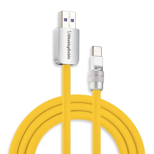Image of chubbycable Chubby 2.0 Fast Charging Cable Durable Soft Silicone USB C Cable 120W Extra Thick Phone Charger Cord Data Transfer Cord, Yellow, USB-A to Type-C, 8.2FT