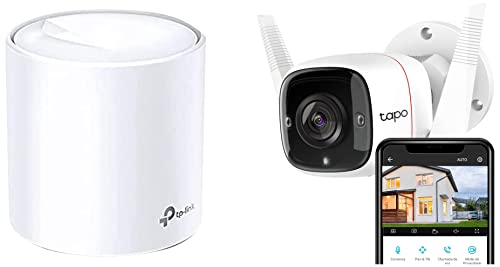 TP-Link Deco X20(1-Pack) AX1800 Whole Home Mesh Wi-Fi System, Next-Gen Wi-Fi 6 & Tapo 3MP 1296p High Definition Outdoor CCTV Security Wi-Fi Smart Camera | Alexa Enabled | Weatherproof | Night Vision