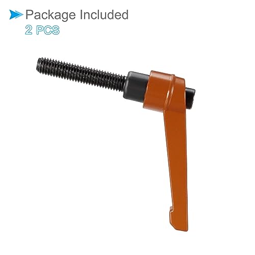 Image of Clamping Lever Handles, M8 X 40mm Male Thread, Adjustable Quick Release Locking Rotating Bolt Knobs Orange - (Applications: for Lathe Machinery), 2-Pieces