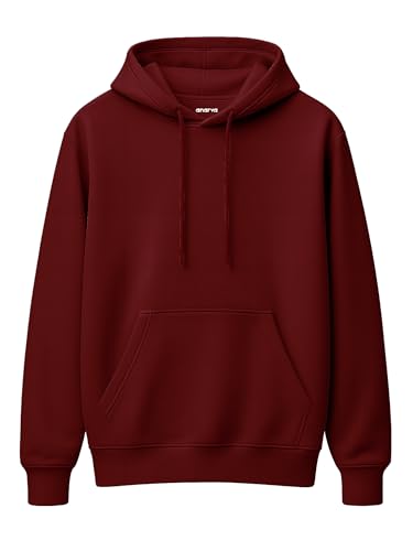 Image of Amazon Brand - Anarva Men's Regular Fit Cotton Hoodie | Comfortable Winter Hoodie with Kangaroo Pocket & Adjustable Hood | Soft Warm Casual Wear for Everyday Use