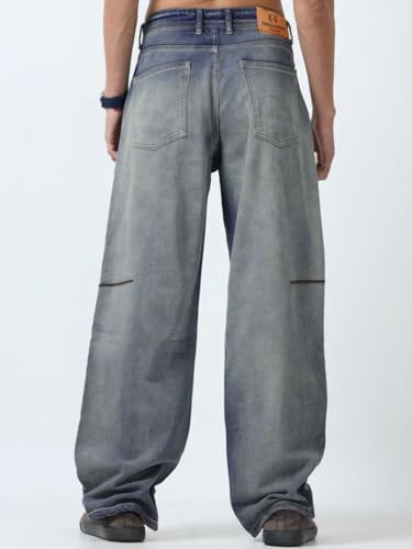 Image of GRECIILOOKS Baggy Jeans for Men | Mens Wide Leg Relax Fit Jeans | Baggy Jean's for Boys | Oversized Jean's for Everyday Streetwear