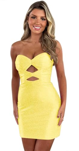Sparkly Sequin Homecoming Dresses Short 2025 Strapless Backless Tight Mini Cocktail Party Gown