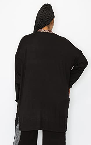 COIN 1804 Womens Plus Size Sequin Contrast Cardigan Curve4