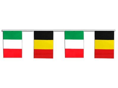 Guirlande d'amitié Italie - Belgique drapeau fanion tissu 6m