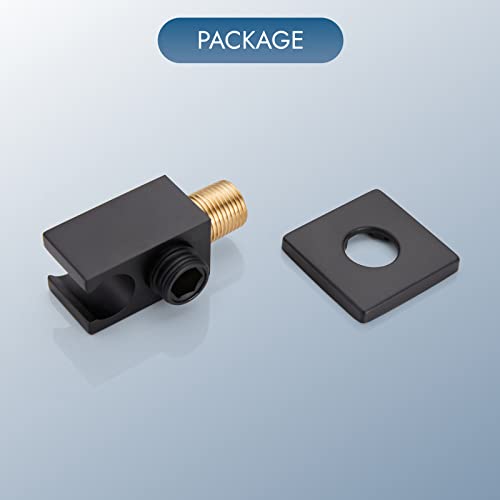 Cinwiny Square Shower Sprayer Holder Wall Mount Matte Black Hand Held Shower Head Bracket With Decorative Cover Hose Connector Brass Shower Wall Union Water Outlet #TOP7