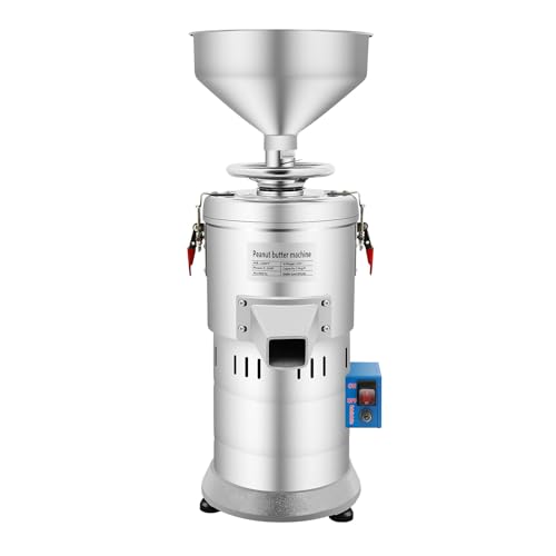 Dfmyhked? 1100W Commercial Peanut Butter Machine, 33lbs Food-Grade Electric Grain Mill Grinder with Adjustable Grind, 110V Flour Pulverizer Powder Machine for Nut Butter, Soy Milk, Spices