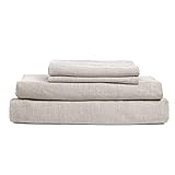 DAPU Pure Linen Sheets Set, 100% French Linen from Normandy, Breathable and Durable for Hot Sleepers, 4 Pcs Set - 1 Flat Sheet, 1 Fitted Sheet, 2 Pillowcases (Natural Linen, King)