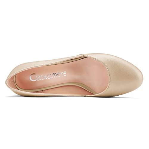 Castamere Women Chunky Block Low Heel Pumps Slip-on Classic Cute Dress 2.0 Inches Heels Close Round Toe Shoes4