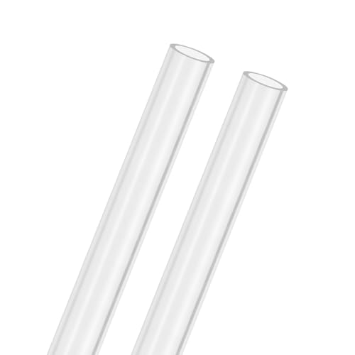 M METERXITY 2-Pack Clear Rigid Acrylic Pipe, 14mm[0.55"] ID x 18mm[0.71"] OD Plastic Round Tube for Water Cooling System/Lamps/Fountains/Aquariums/Display Stand, Acrylic Tubing [305mm/12IN]