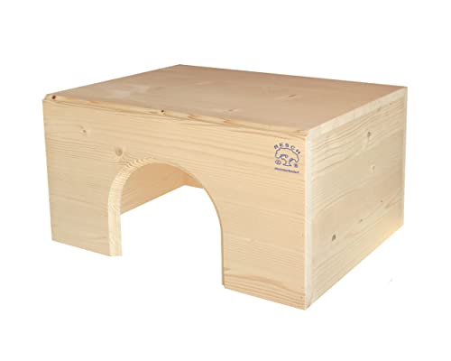 Resch Nr13 Kaninchenhaus flach naturbelassenes Massivholz aus Fichte/extra groß, für 2 Kaninchen