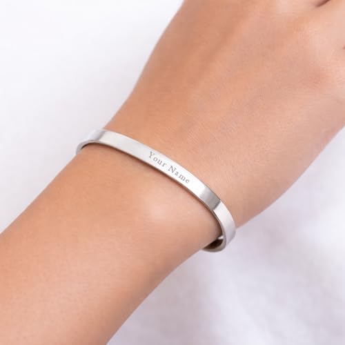 Image of Personalized Bracelet For Men - Adjustable Name Engraved Stainless Steel Bracelet Custom Gift for Him