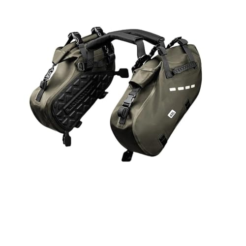 PaCsci Motorrad Hecktasche Für Rebel Für CMX300 Für 500 Motorrad Seitentasche wasserdichte Reisegepäcktasche Satteltaschen Universal(Green 48L)