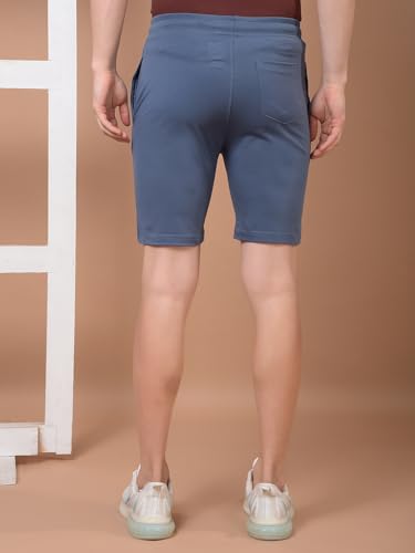 Image of Dollar Cotton Rich Fabric Solid Men's Shorts | Ribbed Waistband with Drawcord | Fashionable Print with Logo Branding | Side Pockets with Zip on one Side | Wide Array of Attractive Colours