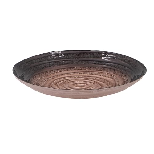 Plato base decorativo de vidrio espiral 15.5 pulgadas dorado y púrpura miniatura 1