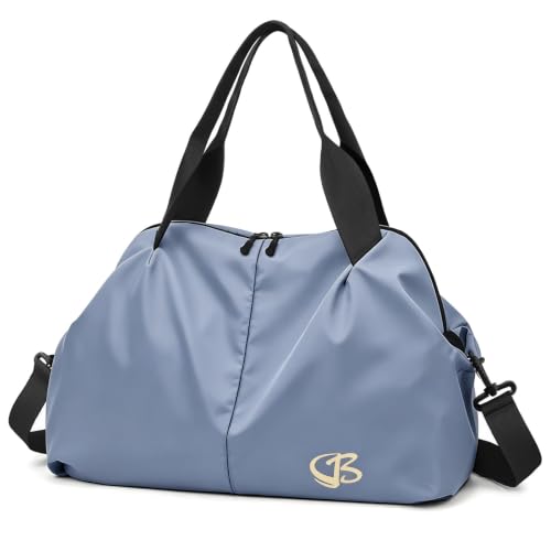 Vllcsla Bolsa Deporte Mujer Pequeña, Bolsos Deportivo con Bolsillo Humedo, Bolso Gimnasio, Bolsa de Viaje Resistente al Agua, Bolsas de Fin de Semana Suave, Mochila Gimnasio Mujer, Azul