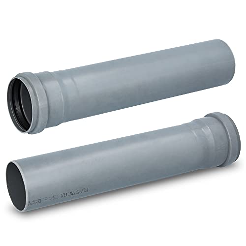 HT Rohr Abwasserrohr mit Muffe Ø 75 mm x 500 mm Länge Grau | PVC Kanalrohr Abflussrohr mit Gummidichtung | Kanalrohrsystem Heißwasser Chemische Beständigkeit | Abwasser Installation