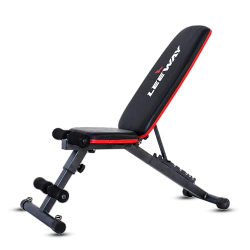 Image of Leeway LF82 Bench Press for Home Gym Setup| Multipurpose Adjustable Gym Bench | 8-Level Incline Decline Flat Table | Foldable Workout Chair Equipment for Exercise (Black, Bench LF82, 1)