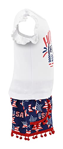 Image of Unique Baby Girls Toddler Big Kid Sleeveless Tank with Pom Pom 2pc Shorts Set Outfit