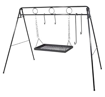 fire pit tripod with adjustable hanging grill