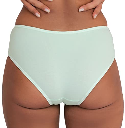 Image of Women's Mid Waist Hipster Panty with Long Lasting Elastane with Super Soft Cotton in Mint Green | ELGANTE VA-JJPM-YGRG