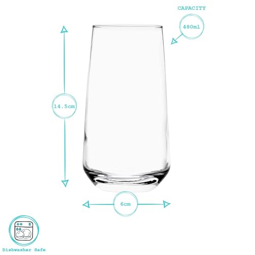 Argon Tableware 12 Piece Glassware Set - 345ml & 480ml - Tallo Collection - Whiskey Cups Tumbler Glasses Dishwasher Safe Large Highball Glass Modern Hiball Water Drinking Glasses - Image 4