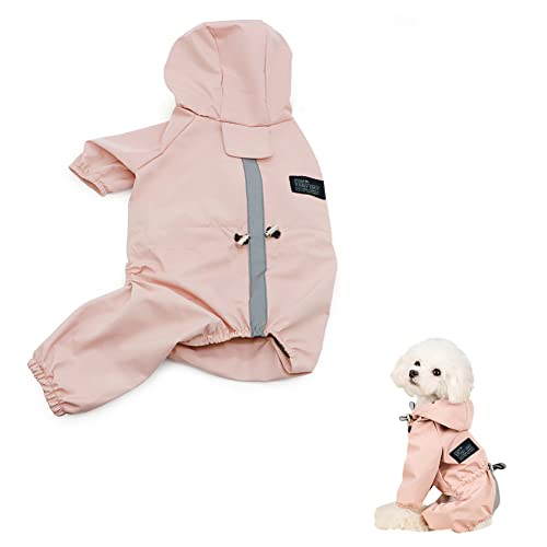 犬用 レインコート ポンチョ 防水 小型犬 犬の服 ペット用品 雨具 通気 軽量 夜間反射 散歩用 帽子付き 可愛い(ピンク、XL)