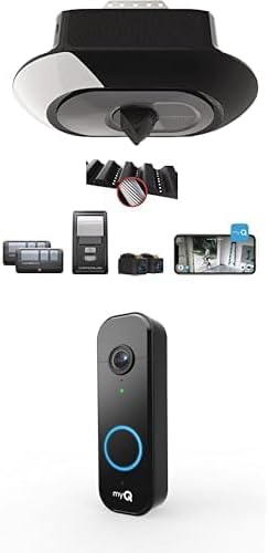 CHAMBERLAIN B4643T Smart Built in Camera-myQ Smartphone Controlled-Ultra Quiet Garage Door Opener + myQ Video Doorbell | 2K Camera, Battery/Wired, Color Night Vision, Live View with 2-Way Talk