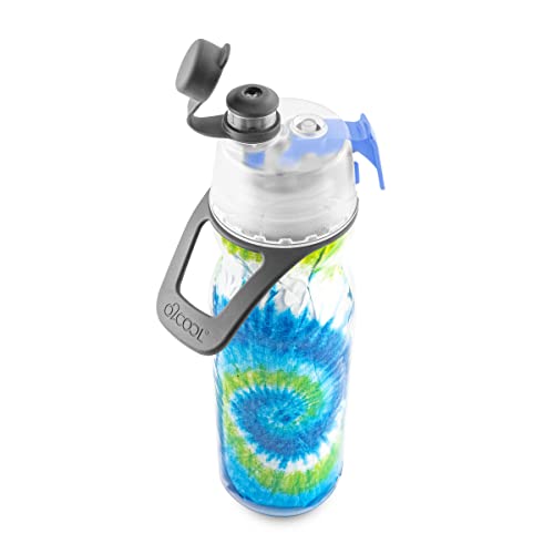 O2Cool Mist 'N Sip Misting Water Bottle 2-In-1 Mist And Sip Function With No Leak Pull Top Spout Sports Water Bottle Reusable Water Bottle - 20 Oz (Tie Dye Blue) #TOP2