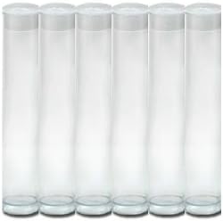6 Count Clear Gumball Tubes -8inx1in - Clear Plastic with Frosted Cap