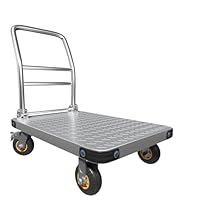 Schwerlast-Plattformwagen (900 kg Tragfähigkeit) | Stahl-Handwagen mit 360°-Schwenkrädern (12,7 cm) | faltbar & stabil | 91 x 60 cm Flachbett | ideal für Lager, Werkstatt, Gastronomie