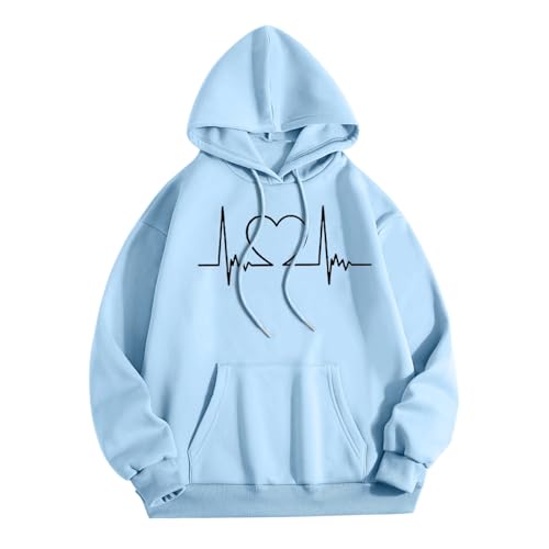 Sudaderas genéricas para mujer con estampado de patrones sudadera con cordón casual manga larga sudaderas otoño e invierno cálido sudadera con capucha deportiva con bolsillos ropa, #95, S