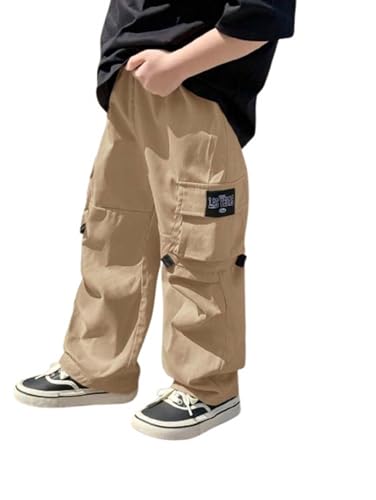 Image of Lymio Junior's Boys Cargo Pants | Stylish Cotton Blend Casual Trousers for Kids | Relaxed Fit Junior Boy Cargo Pant | Trendy Kids Streetwear Joggers with Multi-Pockets
