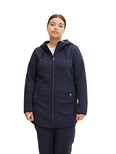 TOM TAILOR Damen Plussize Sweatjacke mit Kapuze 1034686, 30592 - Navy Twill...