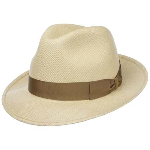 Borsalino Darolan Panamahut Strohhut Panamastrohhut Sommerhut Sonnenhut Damen/Herren - Made in Italy mit Ripsband, Ripsband Frühling-Sommer Sommer - 58 cm Natur-beige
