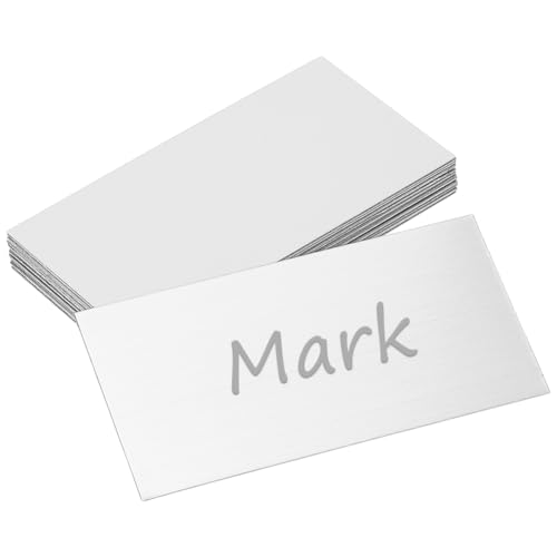 UNICRAFTALE 20 placas de identificación de acero inoxidable 201 personalizadas con respaldo adhesivo, placas grabadas de 100 x 50 mm, etiquetas personalizadas de metal para puertas y premios