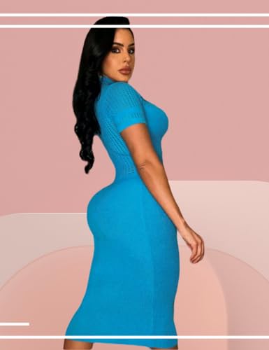 Image of Women's Fashion Sexy Elegant Comfortable Fit Vital V-Neck Knitted Short Sleeve Dress