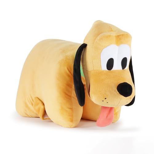 Jay Franco Disney Coussin Peluche 2 en 1 pour Enfant Pluto de Mickey et Ses Amis - Coussin Peluche Ultra-Doux à câliner, avec Fermeture Velcro, Multi-usages