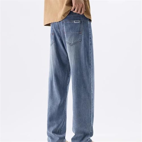 Men's Summer Thin Denim Jeans Loose Fit Vintage Style Korean Fashion Straight Casual Trousers4