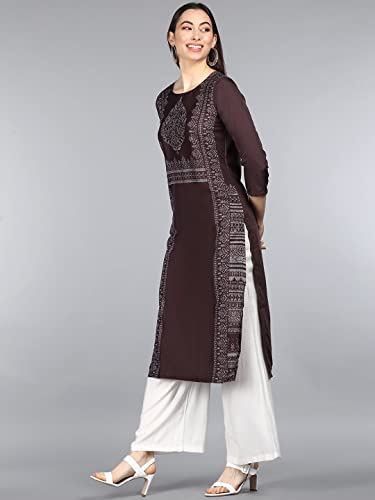 Image of Vaamsi Women's Crepe A-Line Kurta (VPK1702E S Maroon)