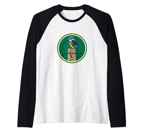 Kingfisher Bird Raglan Baseball Tee, Black
