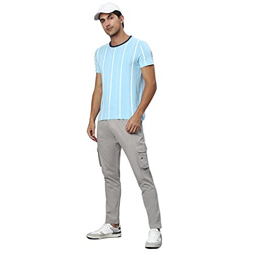 Image of Hubberholme Men's Regular Fit Cotton Trousers, Ankle Length Button & Drawstring Waist Cargo Chinos
