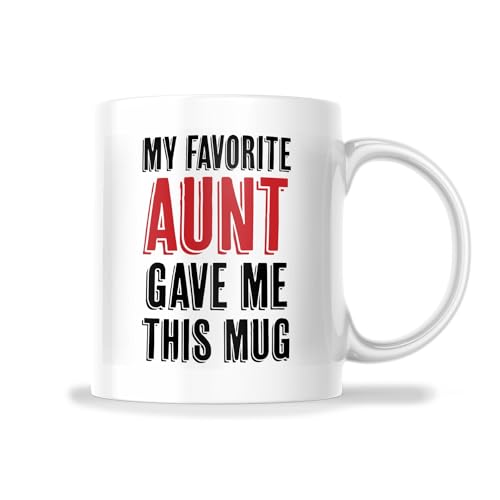 Taza con texto en inglés "My Favorite Aunt Gave Me This", taza de regalo para elefante blanco de último minuto, taza de 11 onzas, regalo para vacaciones, cumpleaños, Navidad, taza de sublimación de