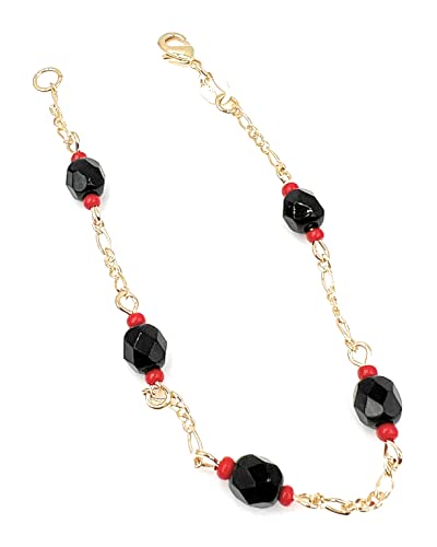 18K Gold Plated Azabache Beads 6mm Bracelet Protection Jewelry2