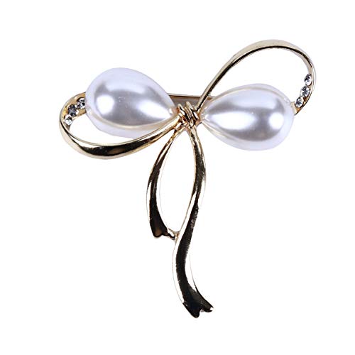 Essencedelight Brooch Pin Pearl Bow Brooches Charm Corsage Bowknot Clip Lapel Collar Pin Badge Shawl Buckle Clothes Decor Accessories